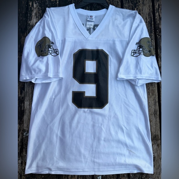 NFL Team Apparel New Orleans Saints Drew Brees #9 Black & White Football Jersey - Picture 3 of 8